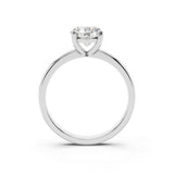 Anello Solitario con Laterali Alicudi Cuore con Laterali Diamante Lab - Vista Angolare Griffe e Castone Artigianale